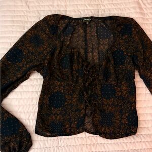 Elegant Floral Sheer Blouse